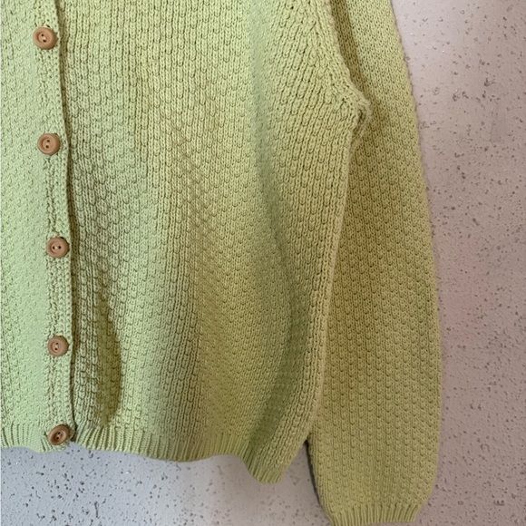 Women's Talbots Green Cotton Knit Sweater - Picture 2 of 5